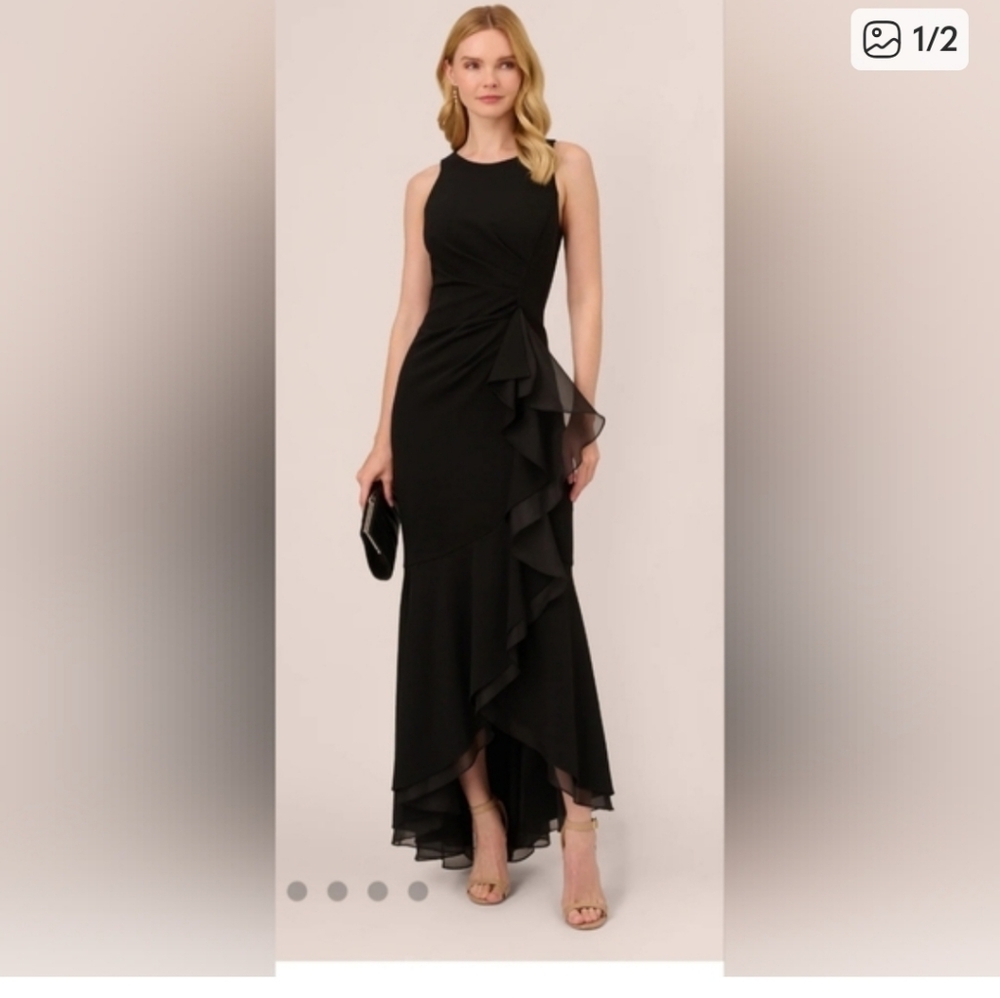 NWT ADRIANNA PAPELL RUFFLE DRESS SIZE 16